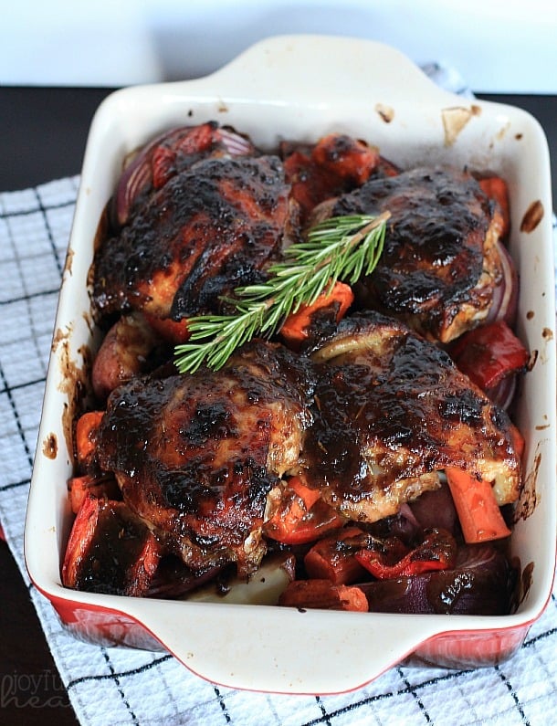 Mustard Balsamic Baked Chicken with Roasted Vegetables