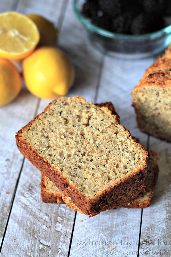 Lemony, moist and naturally sweet Whole Wheat Lemon Poppyseed Bread with an extra boost of nutrients from organic chia seeds! | LoveGrowsWild.com