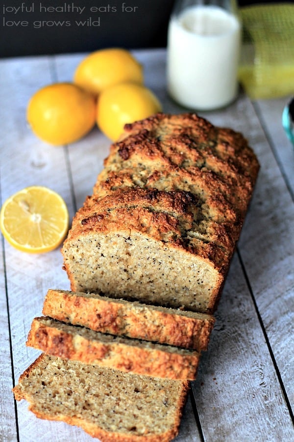 Lemony, moist and naturally sweet Whole Wheat Lemon Poppyseed Bread with an extra boost of nutrients from organic chia seeds! | LoveGrowsWild.com