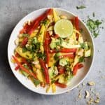 THAI MANGO AVOCADO SALAD - an easy, light, gluten free salad perfect for the summer! Filled with fresh mango, red pepper, avocado, and a light sesame vinaigrette to bring everything together!