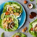 20 Minute BBQ Chicken Tacos with a short cut you're gonna love. This Chicken Tacos are loaded with light fresh flavors and are less than 300 calories a serving! #glutenfree