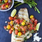 Grilled Red Snapper topped with a Roasted Red Pepper and Charred Tomato Relish for a light and fresh 30 Minute meal perfect for summer! | paleo recipes | gluten free