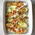 30 Minute BBQ Chicken Zucchini Boats - loaded with flavor, low in calories and high in protein. The perfect easy healthy recipe for a quick weeknight dinner your family will love!