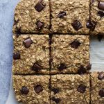 Banana Bread Chocolate Chip Oatmeal Bars - a delicious easy healthy breakfast or snack option that delivers on flavor! I guarantee you'll be making these once a week!