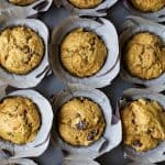 Healthy Carrot Cake Muffins sweetened with applesauce and maple syrup. These Muffins are insanely moist and taste just like carrot cake but without all the guilt! Perfect for a grab'n go breakfast or afternoon snack!