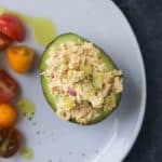 Healthy Tuna Salad Stuffed Avocado - an easy gluten free recipe perfect for lunch.
