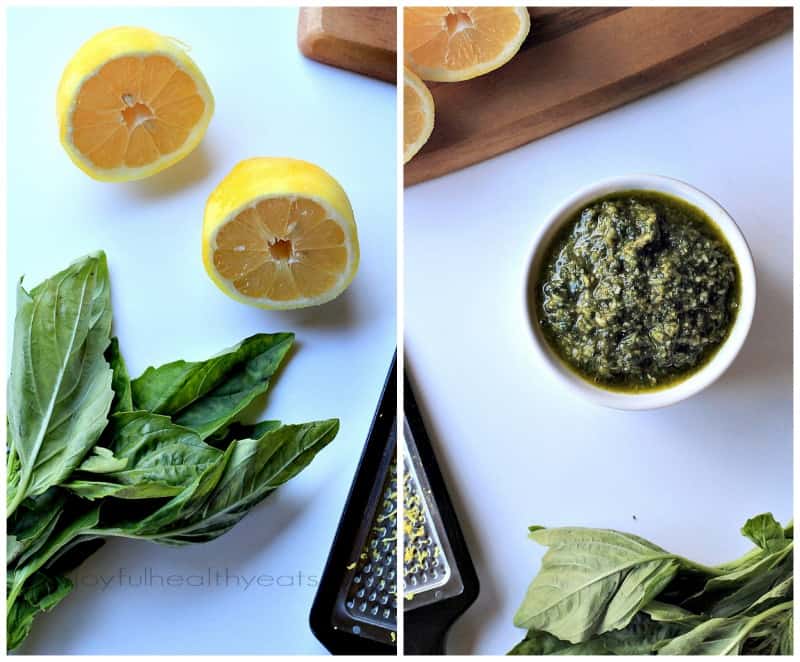 Light, Fresh, and Herby Homemade Basil Pesto. {made in 5 minutes} | www.joyfulhealthyeats.com #sauce 