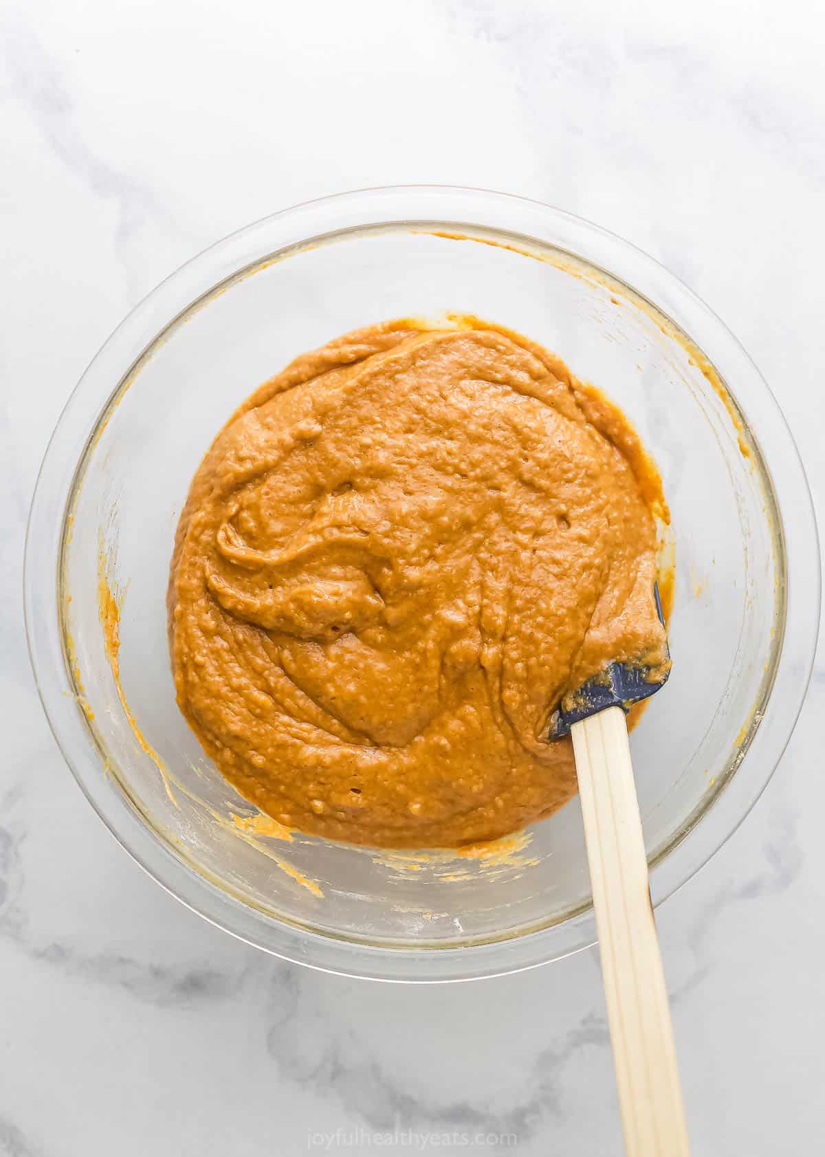 Cupcake batter in a bowl. 