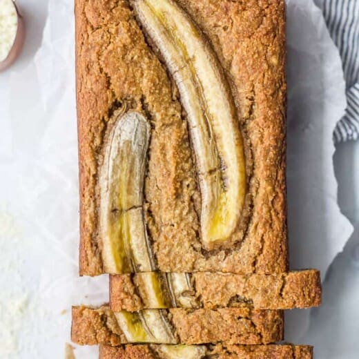 Sliced Almond Flour Banana Bread Shown From the Top