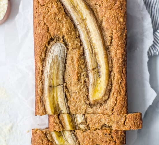 Sliced Almond Flour Banana Bread Shown From the Top