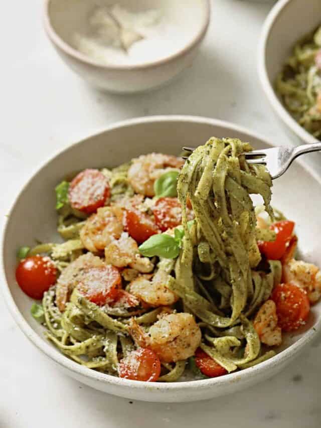 Shrimp Pesto Pasta - Joyful Healthy Eats