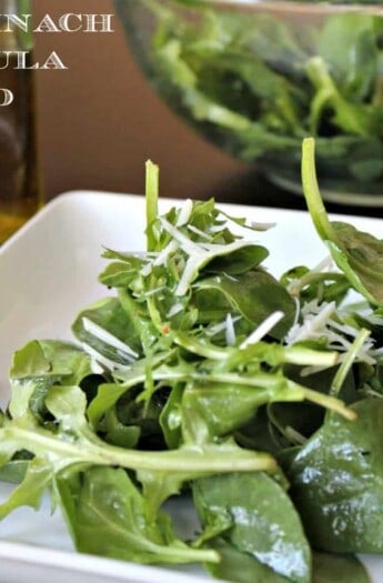 Title Image for my Simple Spinach & Arugula Salad