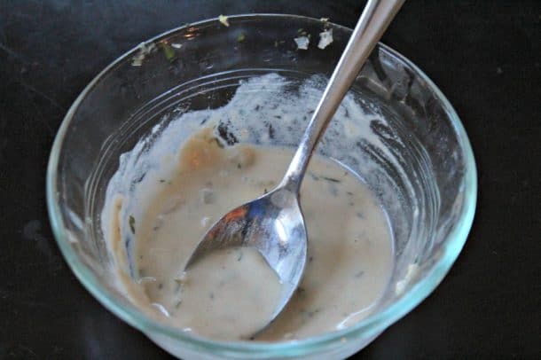 The Water and Flour Mixture in a Small Glass Container