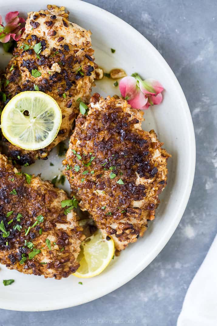 keto pecan crusted chicken recipe on a plate