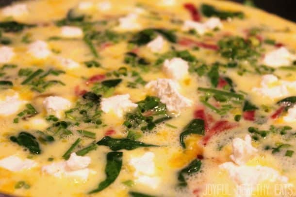 Image of a Turkey Bacon & Spinach Frittata Cooking
