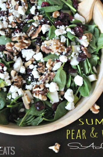 Summer Pear & Walnut Salad in a bowl.