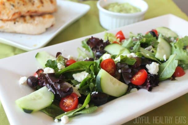 Greek Chicken Salad with Avocado Tzatziki Sauce
