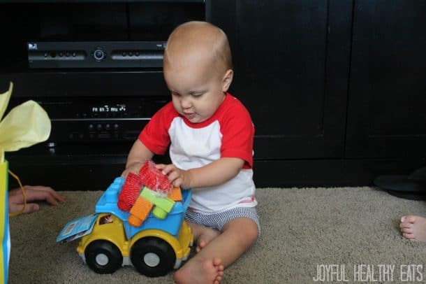 Cason Playing with the New Toy Truck He Got