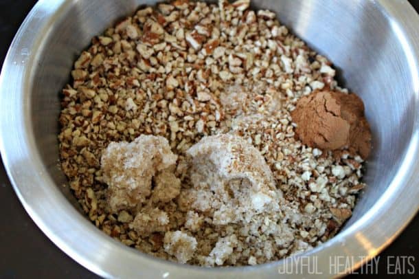 Coffee cake topping ingredients in a mixing bowl