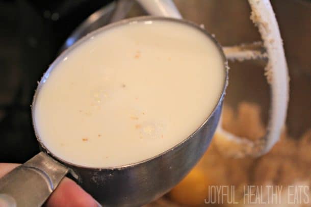 A measuring cup of milk 