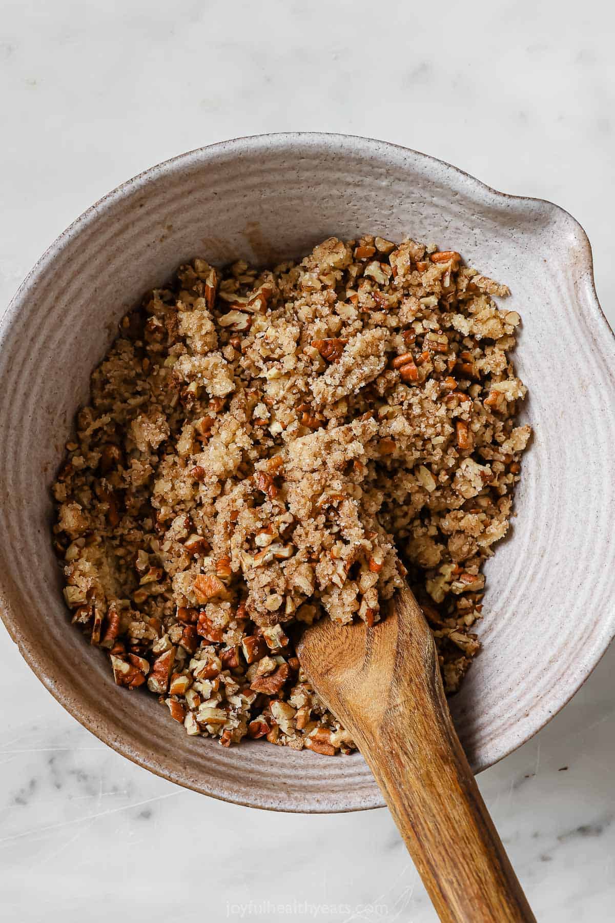 Streusel topping in a bowl. 