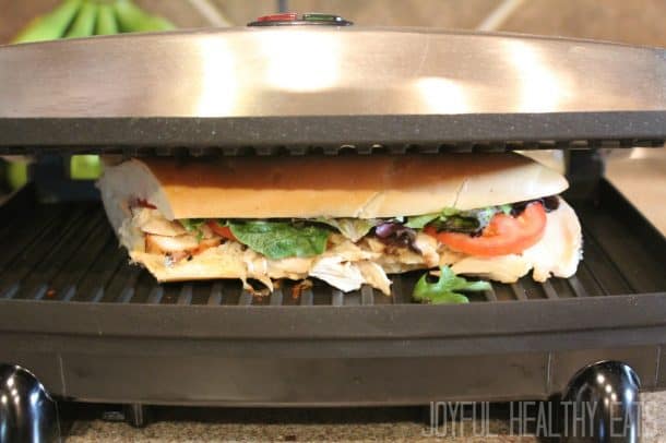 Grilled Chicken Sandwich in a panini press