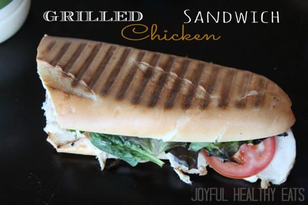 Grilled Chicken Panini Sandwich with Chipotle Mayo, lettuce, tomatoes, and grilled chicken #paninirecipes #chickensandwiches