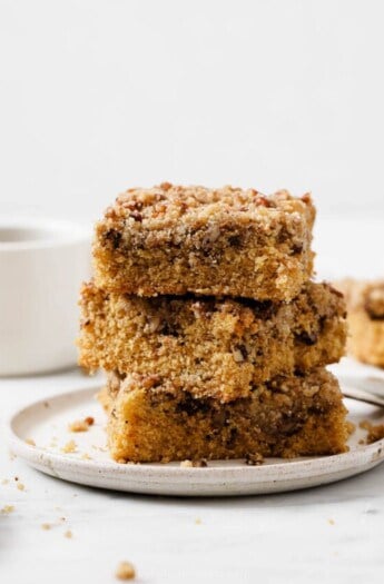 Stack of coffee cake recipe.