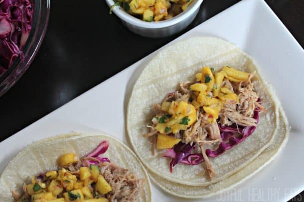 Image of Two Hawaiian Pork Tacos with Pineapple Salsa