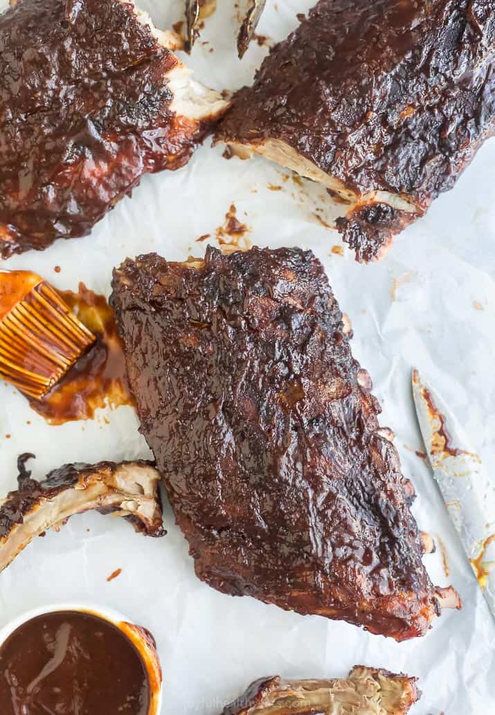 overhead photo of the ultimate bbq baby back ribs