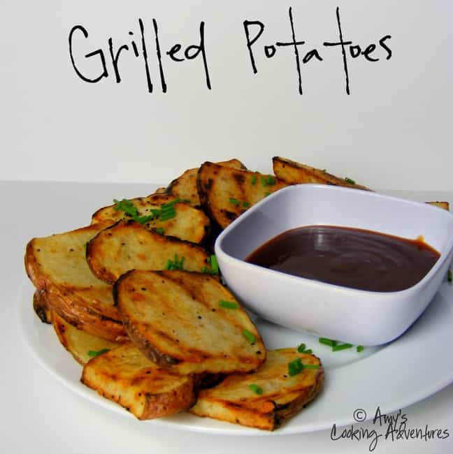 A Plate of Grilled Potatoes with a Small Cup of Ketchup