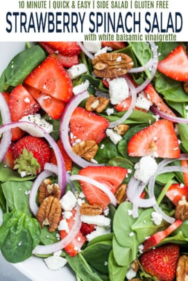 pinterest image for strawberry spinach salad