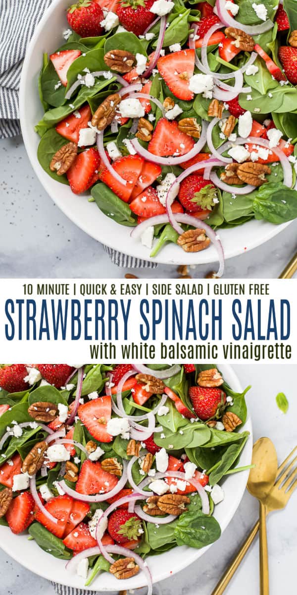 pinterest image for strawberry spinach salad