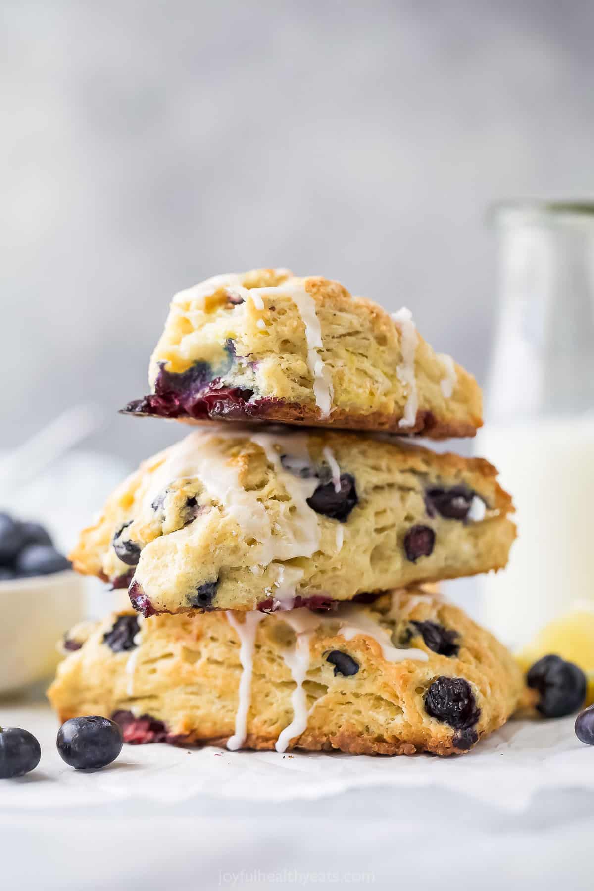 Blueberry Lemon Scones piled up.