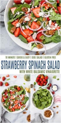 pinterest image for strawberry spinach salad