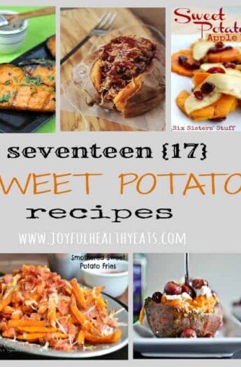 Seventeen Sweet Potato Recipes Title Image with examples of 11 sweet potato recipes