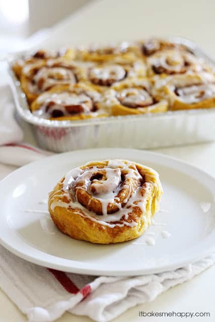 Sweet potato cinnamon bun on a white plate