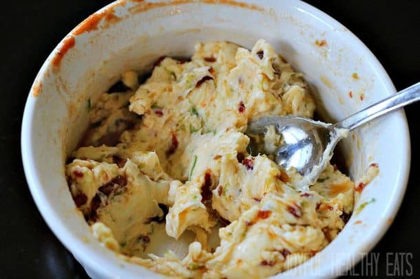 Chipotle honey lime butter in a ramekin with a spoon