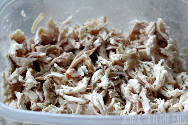 Rotisserie Chicken that has been shredded into a bowl