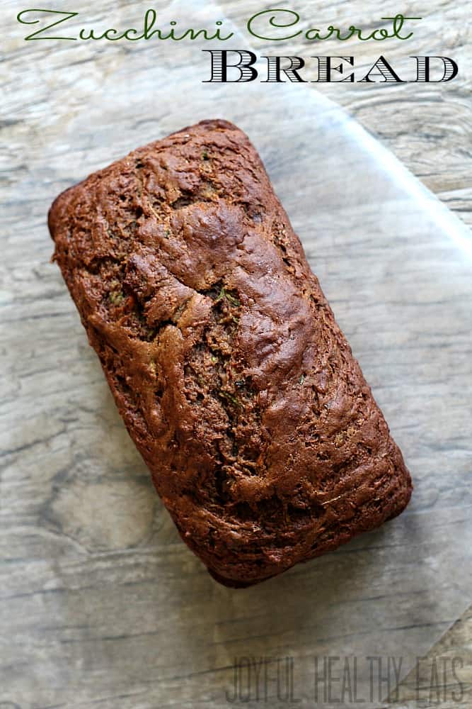 Top view of a loaf of Zucchini Carrot Bread