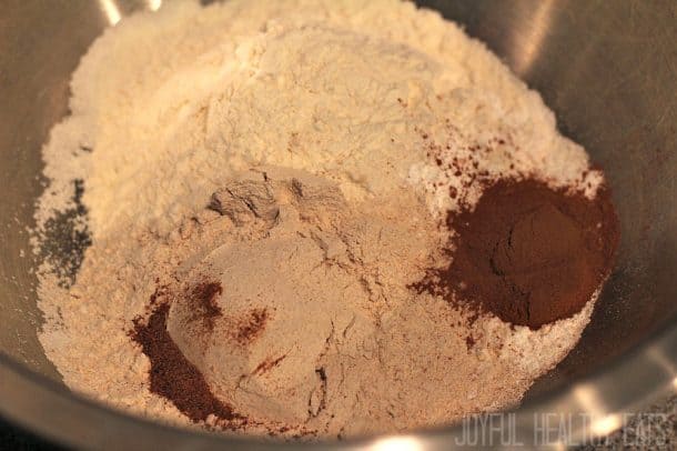 Dry ingredients for Carrot Zucchini Bread in a bowl