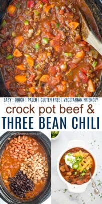 pinterst collage for crock pot three bean chili