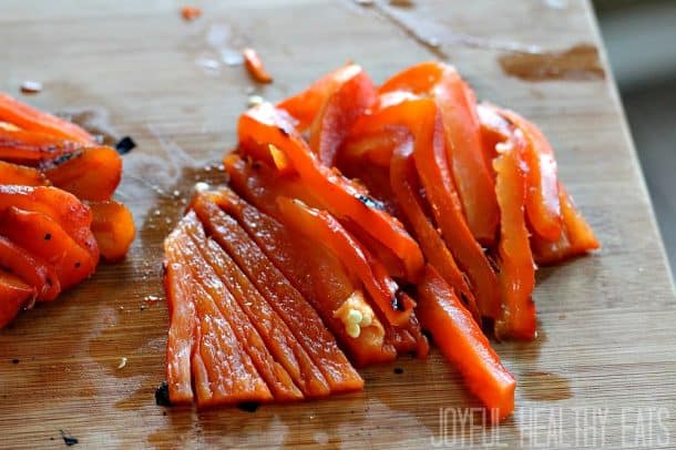Slices of roasted red pepper