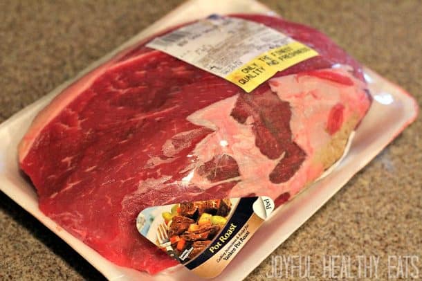 A package of raw pot roast