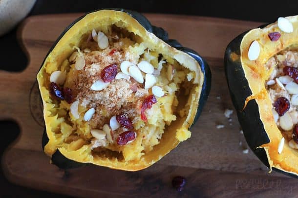 Image of Roasted Acorn Squash with cranberries and almonds