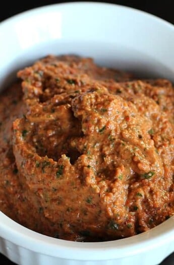 Image of Roasted Red Pepper Pesto in a Dish