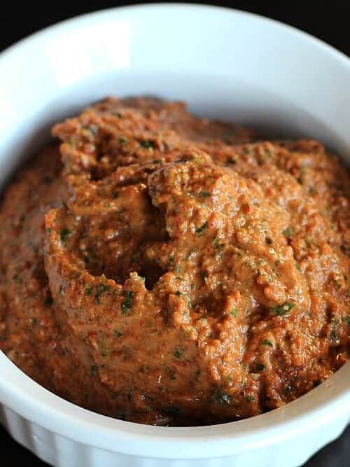 Image of Roasted Red Pepper Pesto in a Dish