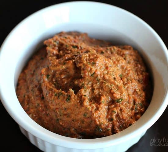 Image of Roasted Red Pepper Pesto in a Dish