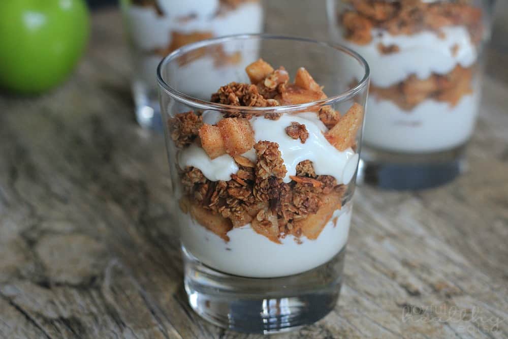 Apple Crisp Parfait in a glass