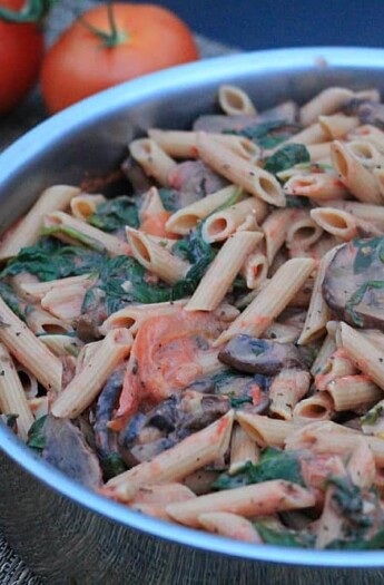 Picture of Spinach & Mushroom Pasta with Creamy Tomato Sauce